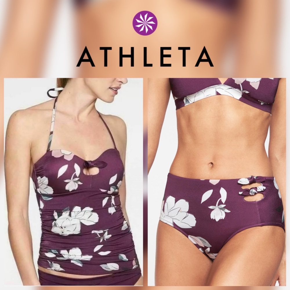 NWT Athleta Aqualuxe Floradora Tankini + Knot High Waist Bottom - L